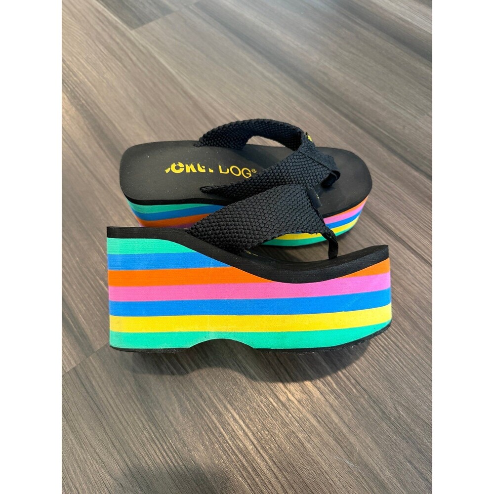VINTAGE 90s/Y2K Rocket Dog Crush Rainbow Platform Sandals sz 6